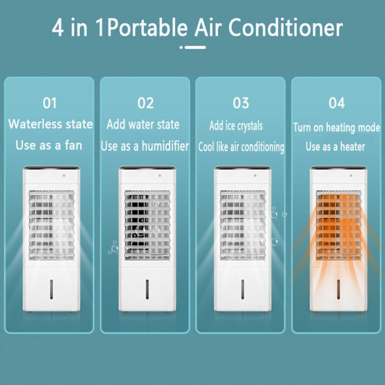 GENERIC Climatiseur Portable 4 En 1 Avec Réservoir 7L, Refroidisseur évaporatif Et Appareil De Chauffage Pour Les Chambres.Fonctionnalités Télécommande, Ventilateur Oscillant, Mode Veille Silencieux Et Concep