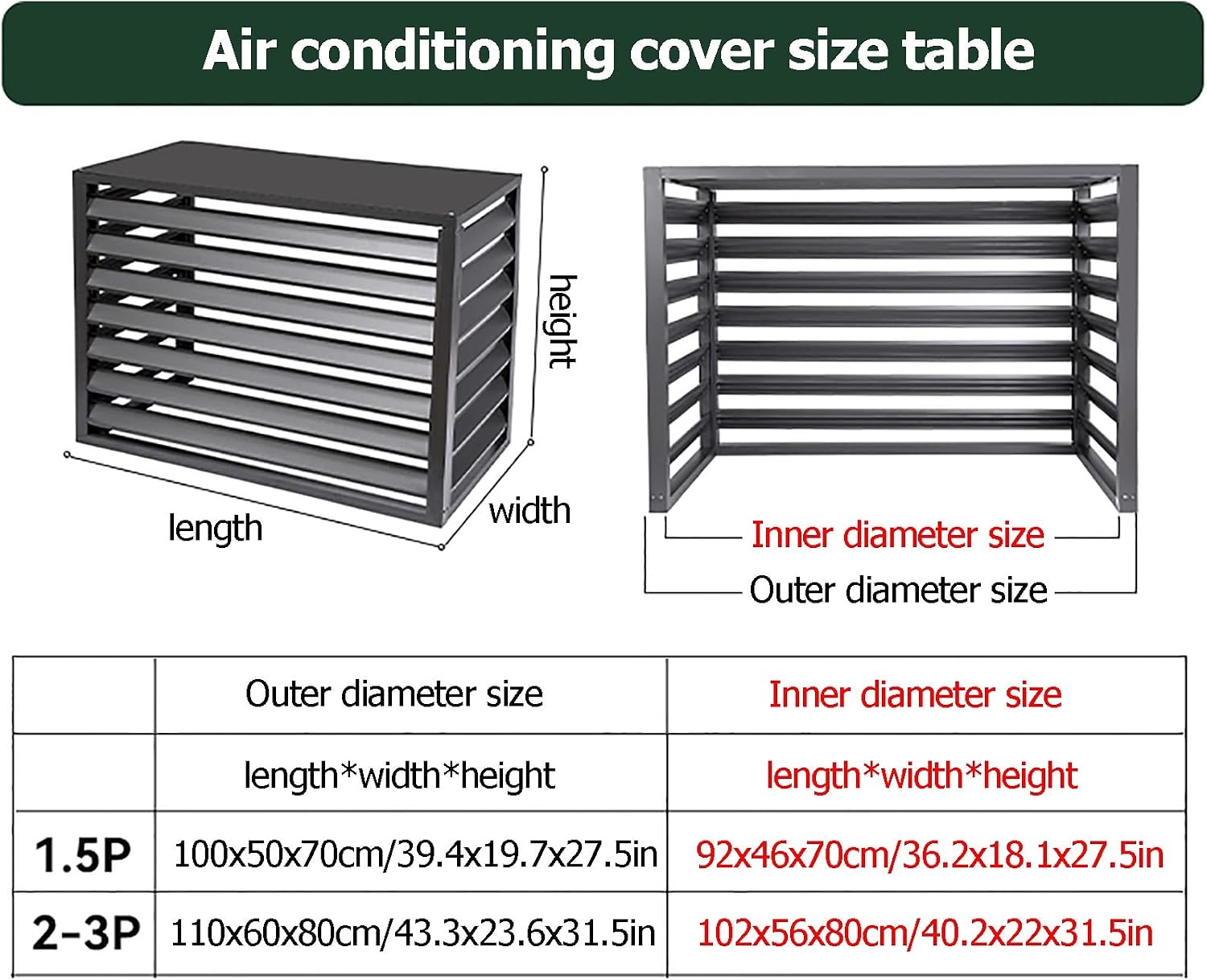GENERIC Housse De Protection Pour Climatiseur Extérieur – Protection Antivol Contre Les Intempéries – Clôture Décorative Pour Unités Divisées – Housses De Climatisation Pour Une Utilisation En Extérieur