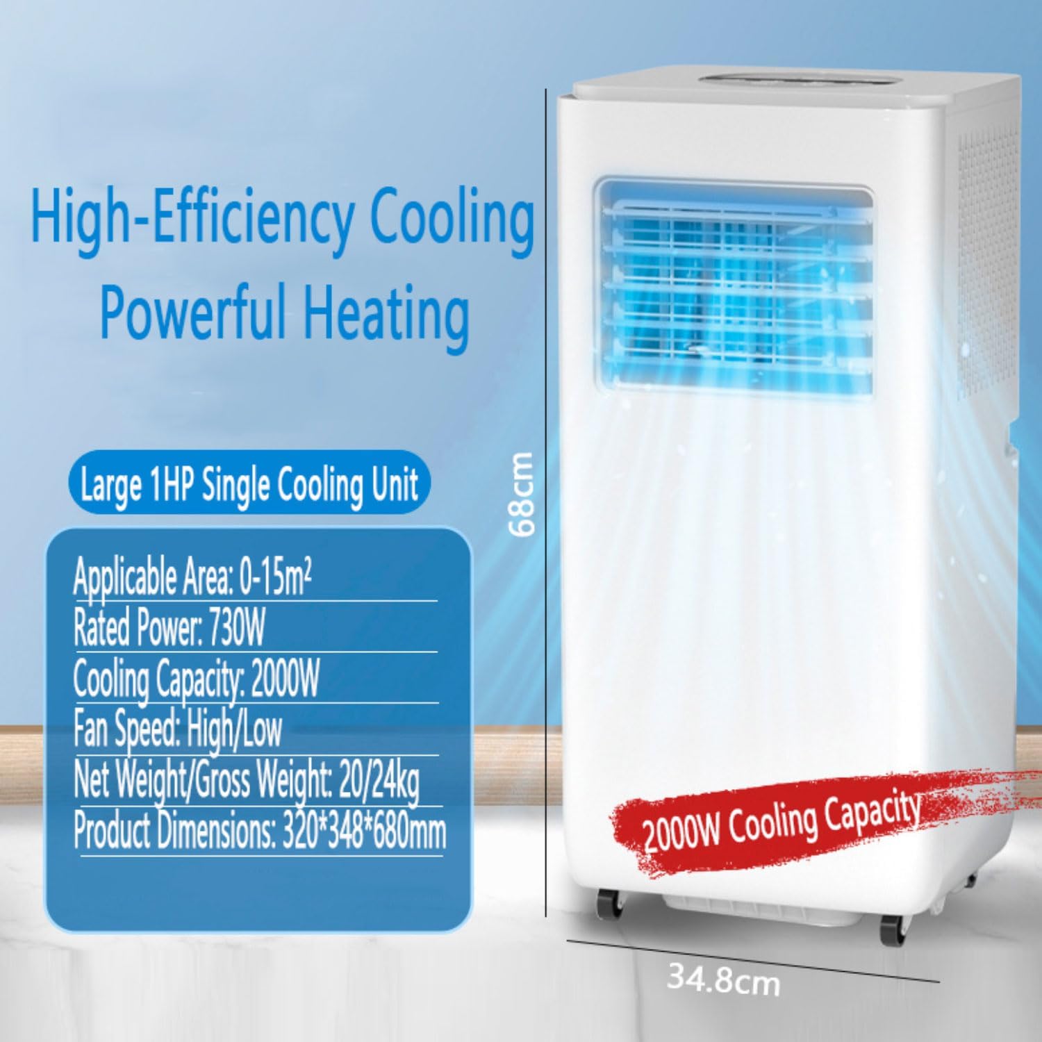  Unité De Climatisation Portable Avec Ventilateur Déshumidificateur 7000BTU Smart Cooling Pour La Chambre à Coucher Fonctionnement Silencieux Facile Setup Sleep Mode Window Kit Inclus