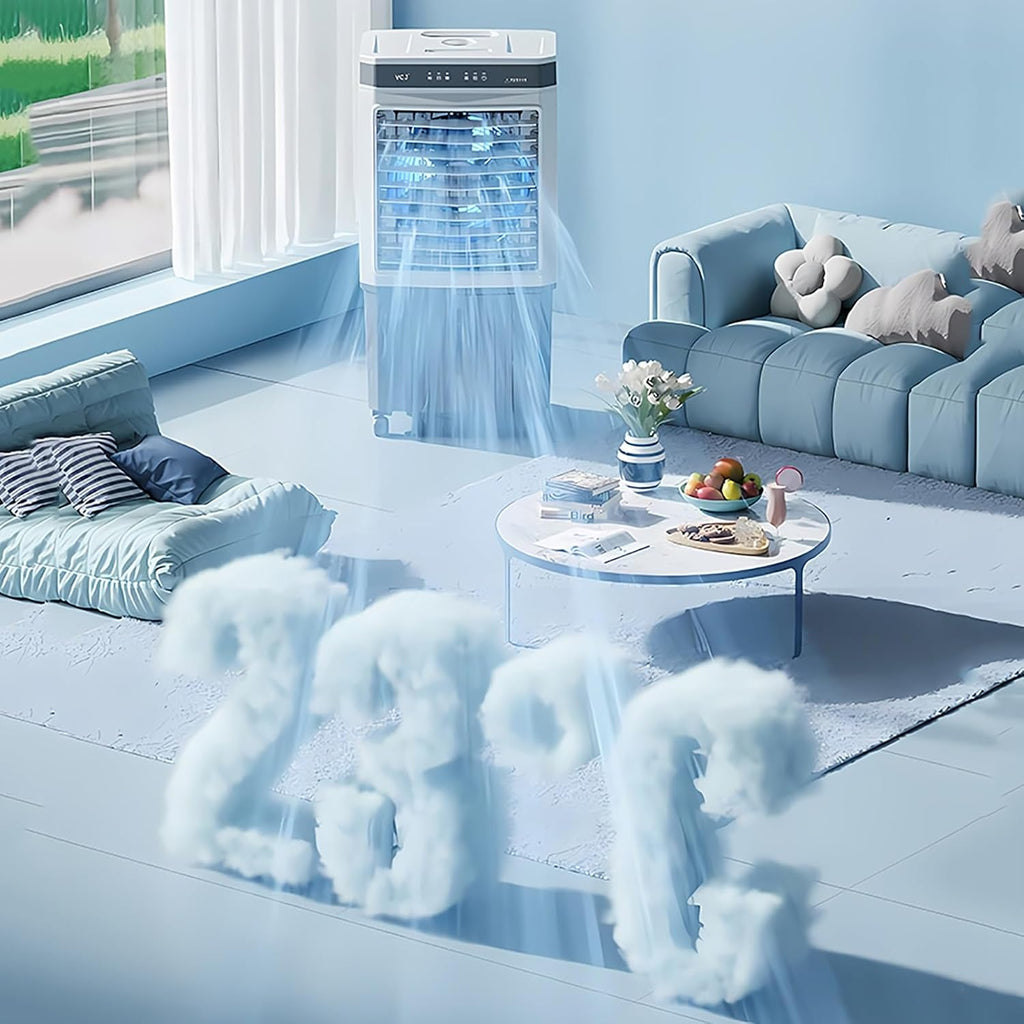  Refroidisseur D'air Par évaporation Commercial, Climatiseur à 3 Vitesses, Grand Réservoir D'eau, Oscillation à 120°, Molette De Défilement, Ventilateur De Climatisation Industriel