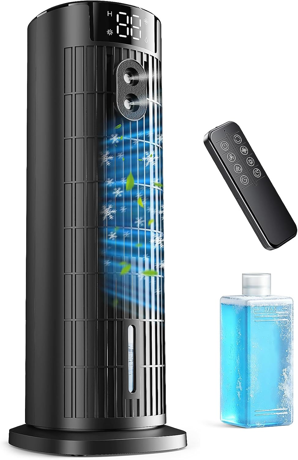  Climatiseur Mobile Sans Évacuation (<30 DB), Moteur CC Amélioré 2026, Ventilation Puissante 7,5 M/s, Minuteur 10H, Oscillation 90° Et 4 Vitesses, Climatiseur Portable Avec Télécommande, Noir Dépoli