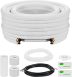  VEVOR Kit Liaison Frigorifique Tuyau En Cuivre Mini-split 9,5 Mm 15,9 Mm Diamètre Extérieur, 15,2 M Longueur, Bobine Isolée PE Blanc Épais 9,5 Mm Avec Écrous, Raccords, Pour Mini Climatiseurs Split