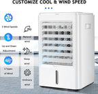  Climatiseur Mobile, 4l Climatiseur Portable Silencieux Refroidisseur D'air Ventilateur Avec Télécommande, 3 Vitesses & 3 Modes, Minuterie De 1H/2H/4H, Idéal Pour Maison/Bureau,12V
