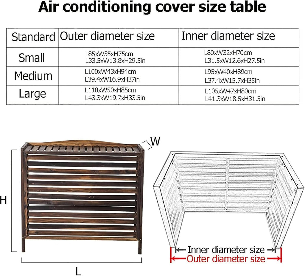 GENERIC Housse En Bois Pour Climatiseur Extérieur Et Support De Fleurs En Bois Massif Pour Unités De Climatisation, écran De Jardin Et Cache-radiateur, Solution élégante De Climatisation Extérieure