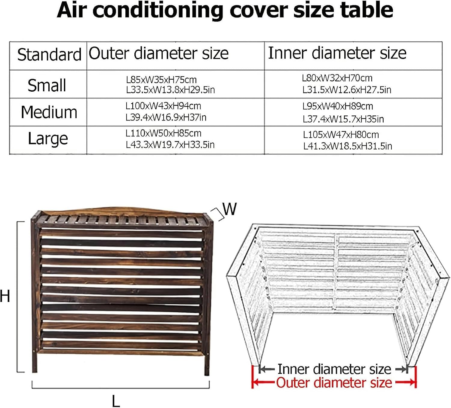 GENERIC Housse En Bois Pour Climatiseur Extérieur Et Support De Fleurs En Bois Massif Pour Unités De Climatisation, écran De Jardin Et Cache-radiateur, Solution élégante De Climatisation Extérieure