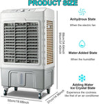 GENERIC Refroidisseur D'évaporation Portable à 3 Vitesses, Grand Réservoir De 55L, Climatiseur Oscillant à 12 ° Avec Roues Pour L'extérieur à Usage Commercial Et Refroidissement Intérieur