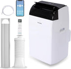  SereneLife Climatiseur Mobile Silencieux,9000 BTU,Climatiseur Portable 3-en-1 Avec Fonction Déshumidificateur Intégré,Mode Ventilateur,Télécommande,Kit D'Évacuation Complet Montable Sur Fenêtre,Blanc