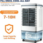 GENERIC Refroidisseur D'air Et Ventilateur Portables, Roulettes Roulantes à 360°, Oscillation à 120°, Réservoir De 20 L, 3 Vitesses, Refroidissement De 1177 CFM, Idéal For Appartement Et Bureau