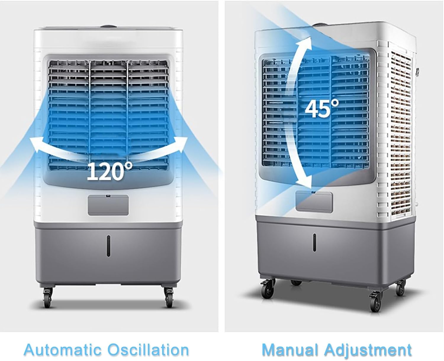  Refroidisseur D'air Par évaporation Commercial, Grand Réservoir D'eau Et Flux D'air Puissant Pour Les Grands Espaces, Télécommande, Oscillation Automatique à 3 Vitesses, Minuterie De 7,5 H