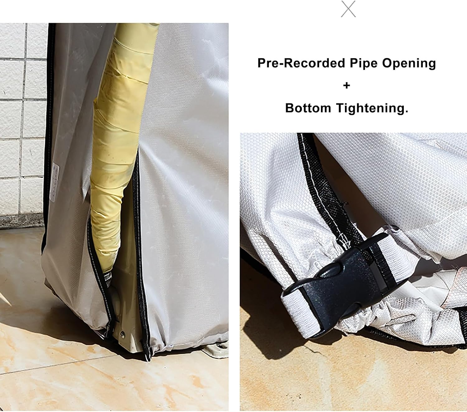  Cache Climatiseur Exterieur Housse De Protection Pour Climatiseur Central Extérieur, Double Couche Épaisse Fenêtre, Caisson Anti Bruit Pompe à Chaleur, Toutes Saisons(White,L 100cm X H 145cm X D 42cm)