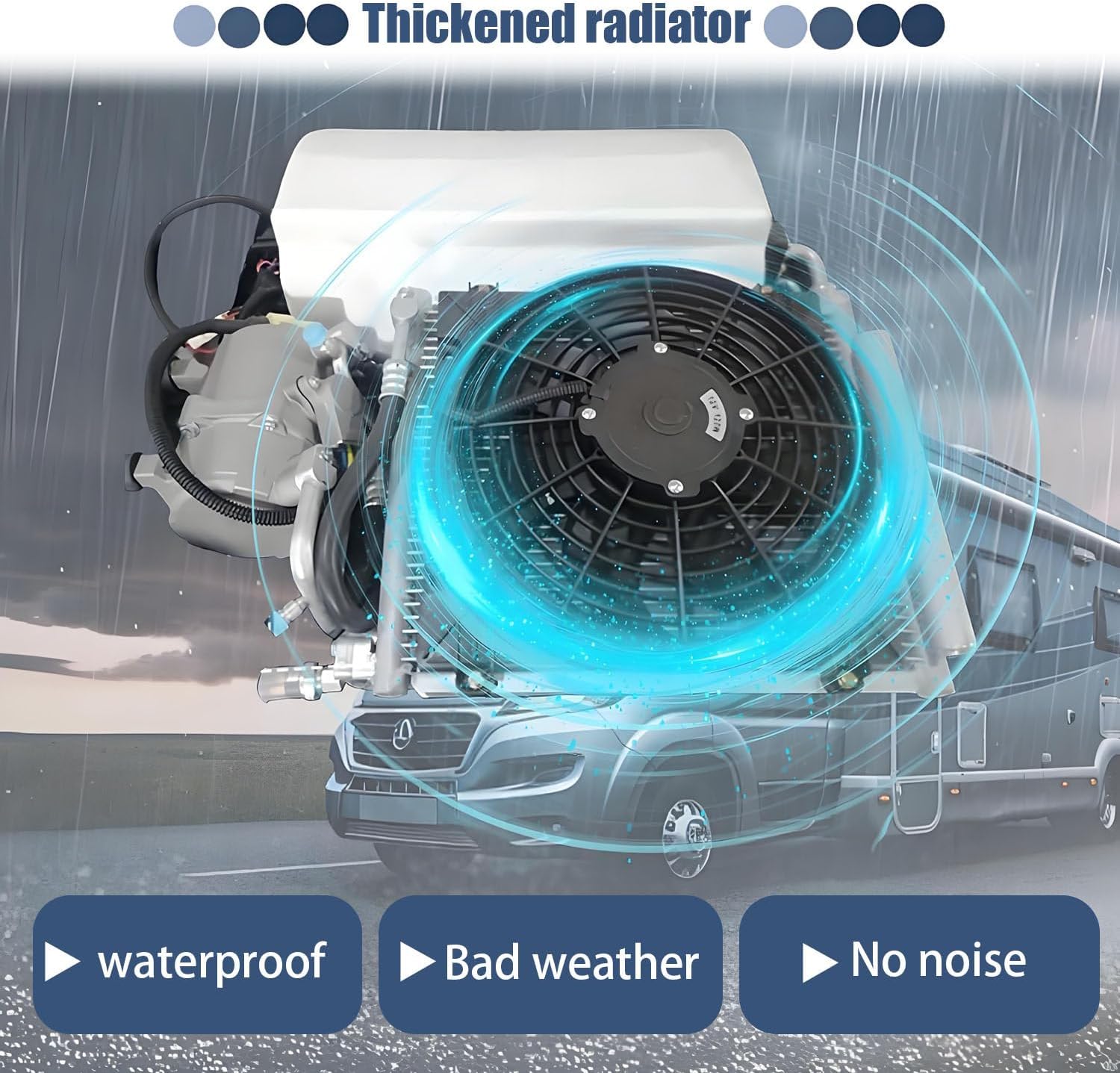  Unité De Climatisation De Toit Pour Camions RVs, 8800BTU Chauffage De Refroidissement, Inverseur Tech Quiet ≤45dB, Télécommande, Carrosser En ABS Durable Pour Camping-cars Vans Machines De Constructio