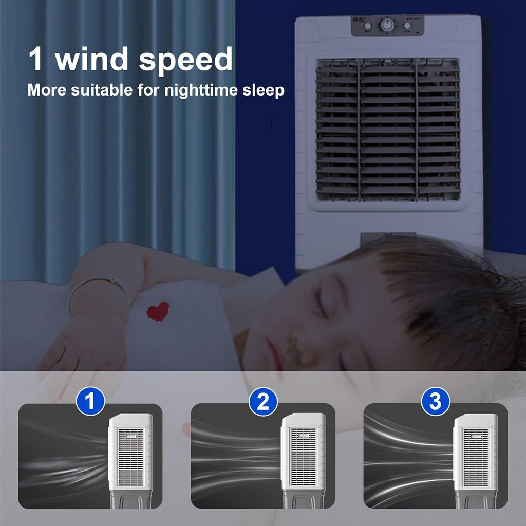  Refroidisseur D'air Par évaporation Commercial, Climatiseur à 3 Vitesses, Grand Réservoir D'eau, Oscillation à 120°, Molette De Défilement, Ventilateur De Climatisation Industriel