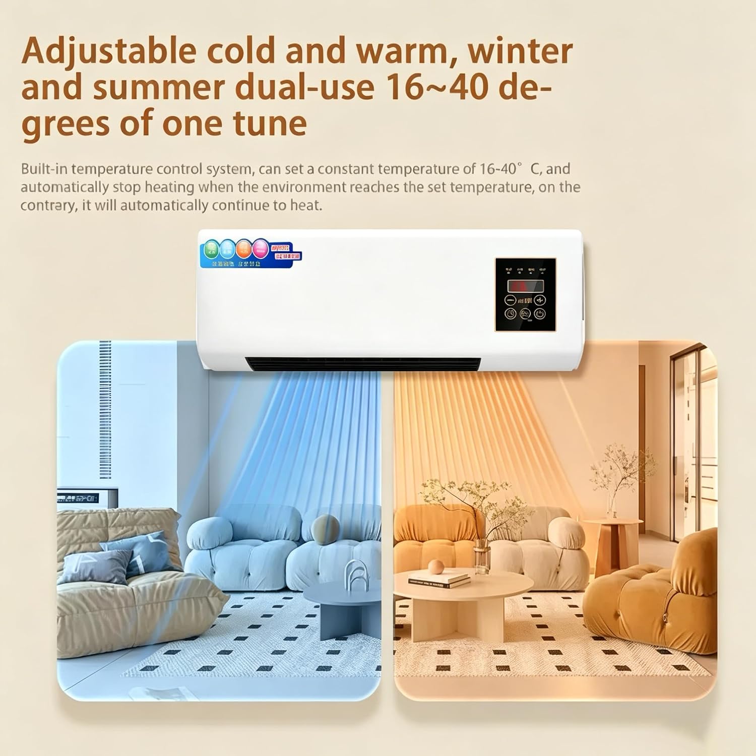  Climatiseur Portable - Ventilateur Rafraîchisseur D'air Mural 2 En 1, Refroidissement écoénergétique Pour La Maison, La Chambre Et Le Bureau, Installation Facile Et Rapide (branchement Et Utilisatio
