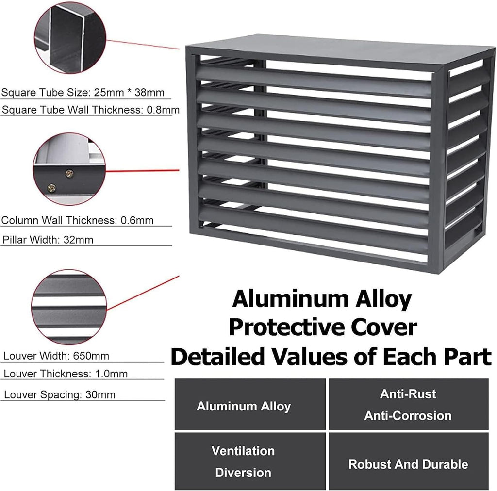  Housse De Climatisation Extérieure Résistante Aux Intempéries Avec Grilles En Aluminium – Élégante Housse De Protection Pour Climatiseur, Clôture D'intimité, Boîtier De Poubelle, Accessoires