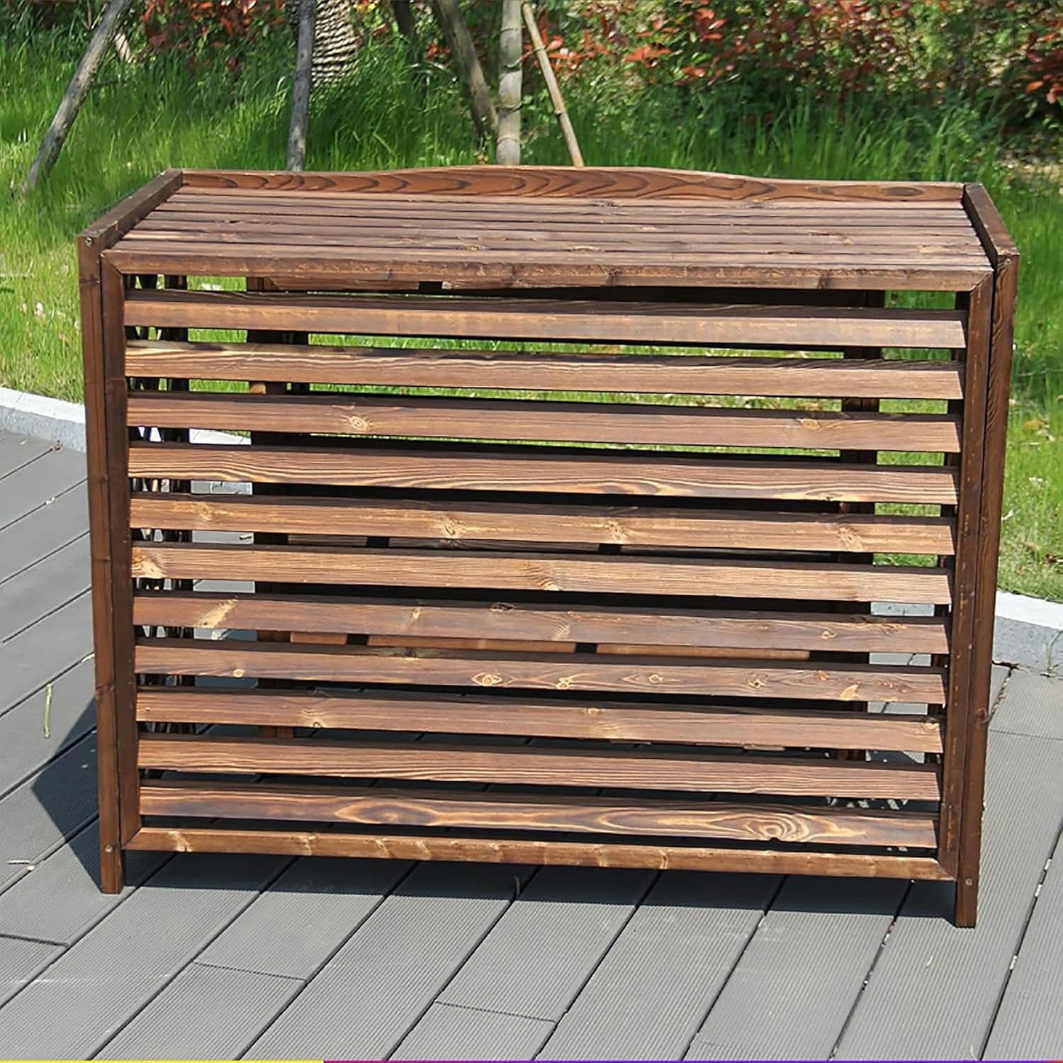 GENERIC Housse En Bois Pour Climatiseur Extérieur Et Support De Fleurs En Bois Massif Pour Unités De Climatisation, écran De Jardin Et Cache-radiateur, Solution élégante De Climatisation Extérieure