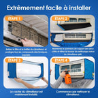  Kit Entretien Climatisation, Kit De Nettoyage Climatisation Split Pour Climatiseur, Bache Nettoyage Clim Avec Parois Latérales Renforcées (Bleu Et Blanc Transparent, Type A)