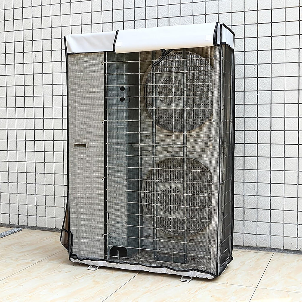  Cache Climatiseur Exterieur Housse De Protection Pour Climatiseur Central Extérieur, Double Couche Épaisse Fenêtre, Caisson Anti Bruit Pompe à Chaleur, Toutes Saisons(White,L 100cm X H 145cm X D 42cm)