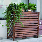  Housse De Protection En Bois Massif Pour Climatiseur - Brise-vue Décoratif Pour Volet Et Poubelle - Pompe à Chaleur - Support De Fleurs Pour Une Utilisation En Extérieur