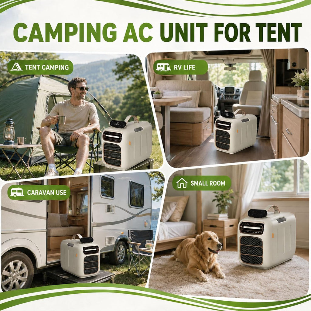  450W Portable AC 4700 BTU Refroidisseur De Tente Silencieux 108 Sq Ft Compact Auto-évaporation RV Camping Climatiseur Unité 45dB Ventilateur De Chauffage Déshumidificateur Pour Remorque Camper Dorm Va