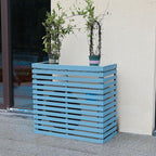 GENERIC Housse De Climatiseur Extérieur - Support En Bois Massif Et Fleur Pour Climatisation Portable -, Résistant Aux Intempéries, Design Décoratif (couleur : Bleu)
