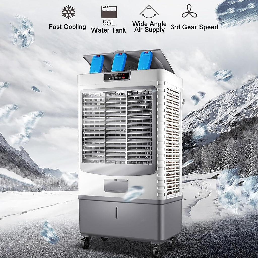 GENERIC Refroidisseur D'air évaporatif à 3 Vitesses, Ventilateur D'oscillation à 120 ° Avec Réservoir 55L, Unité De Refroidissement Portable Silencieuse Pour L'utilisation De Bureau à Domicile, énergétique Av
