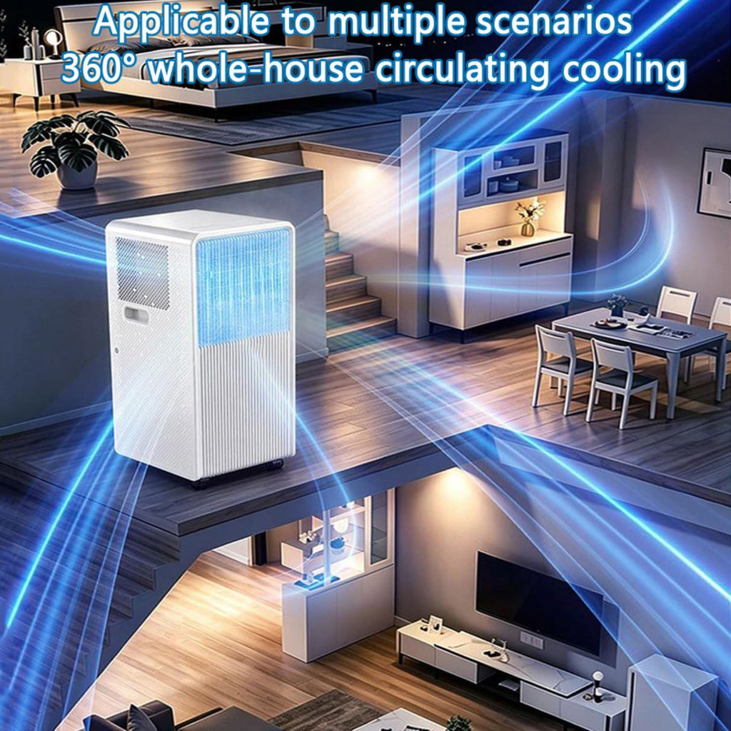  Unité De Climatisation Portable Intelligente, 8000 BTU Refroidissement Silencieux Et Déshumidificateur Pour Les Chambres De 300 Pieds Carrés, Télécommande Avec Minuterie 24h, Roues à Mouvement Facile,