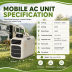  450W Portable AC 4700 BTU Refroidisseur De Tente Silencieux 108 Sq Ft Compact Auto-évaporation RV Camping Climatiseur Unité 45dB Ventilateur De Chauffage Déshumidificateur Pour Remorque Camper Dorm Va