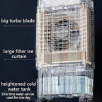  Climatiseur Portable, Rafraîchisseur D'air Par évaporation à 3 Vitesses, Réservoir D'eau De 80 L, Diffusion D'air Grand Angle De 120°, Portée De Refroidissement De 20 M,