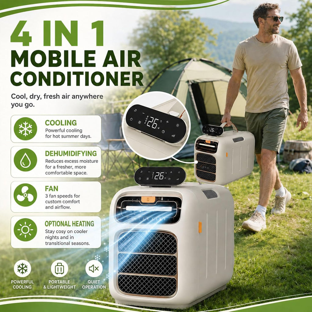  450W Portable AC 4700 BTU Refroidisseur De Tente Silencieux 108 Sq Ft Compact Auto-évaporation RV Camping Climatiseur Unité 45dB Ventilateur De Chauffage Déshumidificateur Pour Remorque Camper Dorm Va