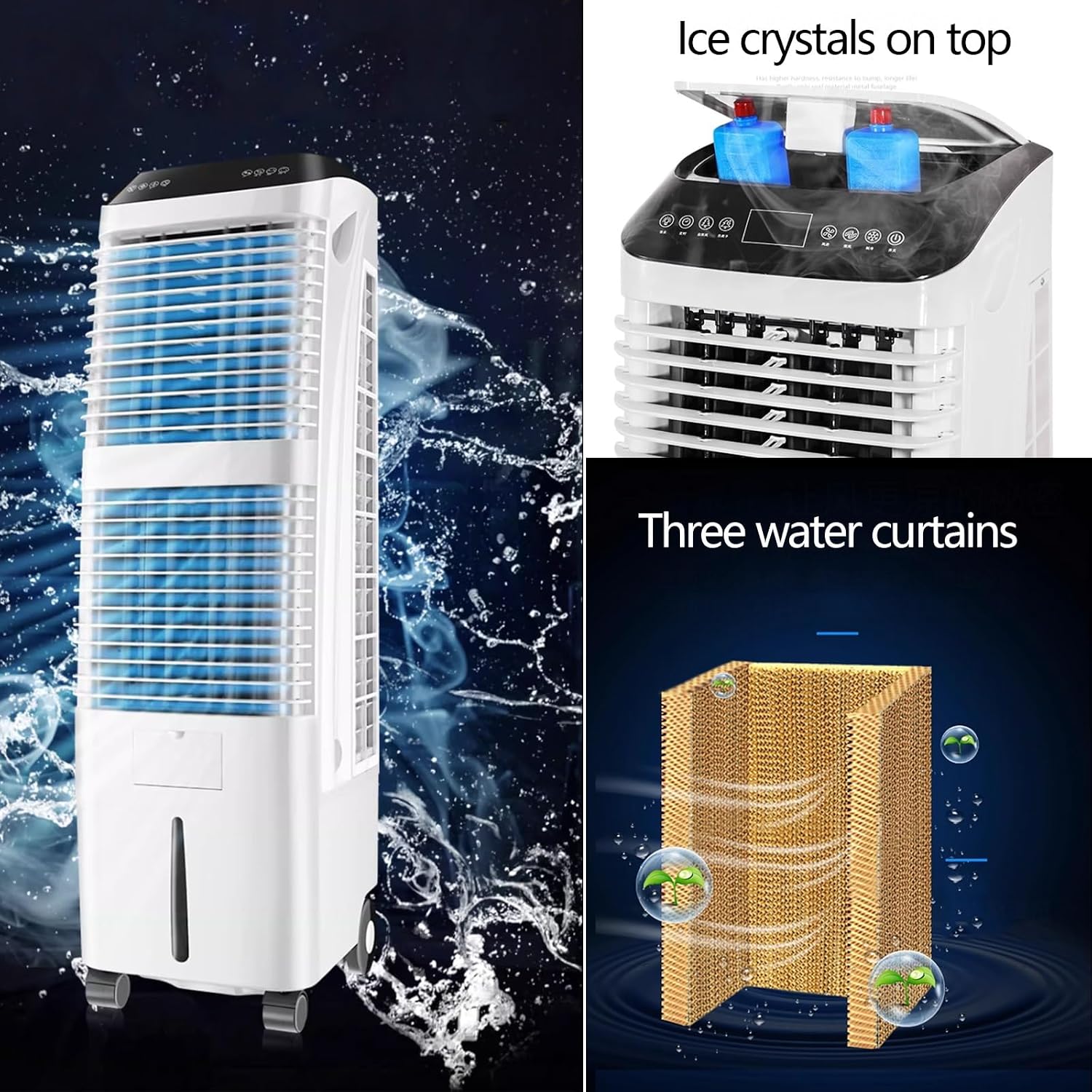  Climatiseur Portable Sur Pied Avec Roues, Ventilateur à 3 Vitesses, Fonctionnement Silencieux, Télécommande, Réservoir D'eau De 30 L Pour La Maison, Le Bureau Et La Chambre à Coucher