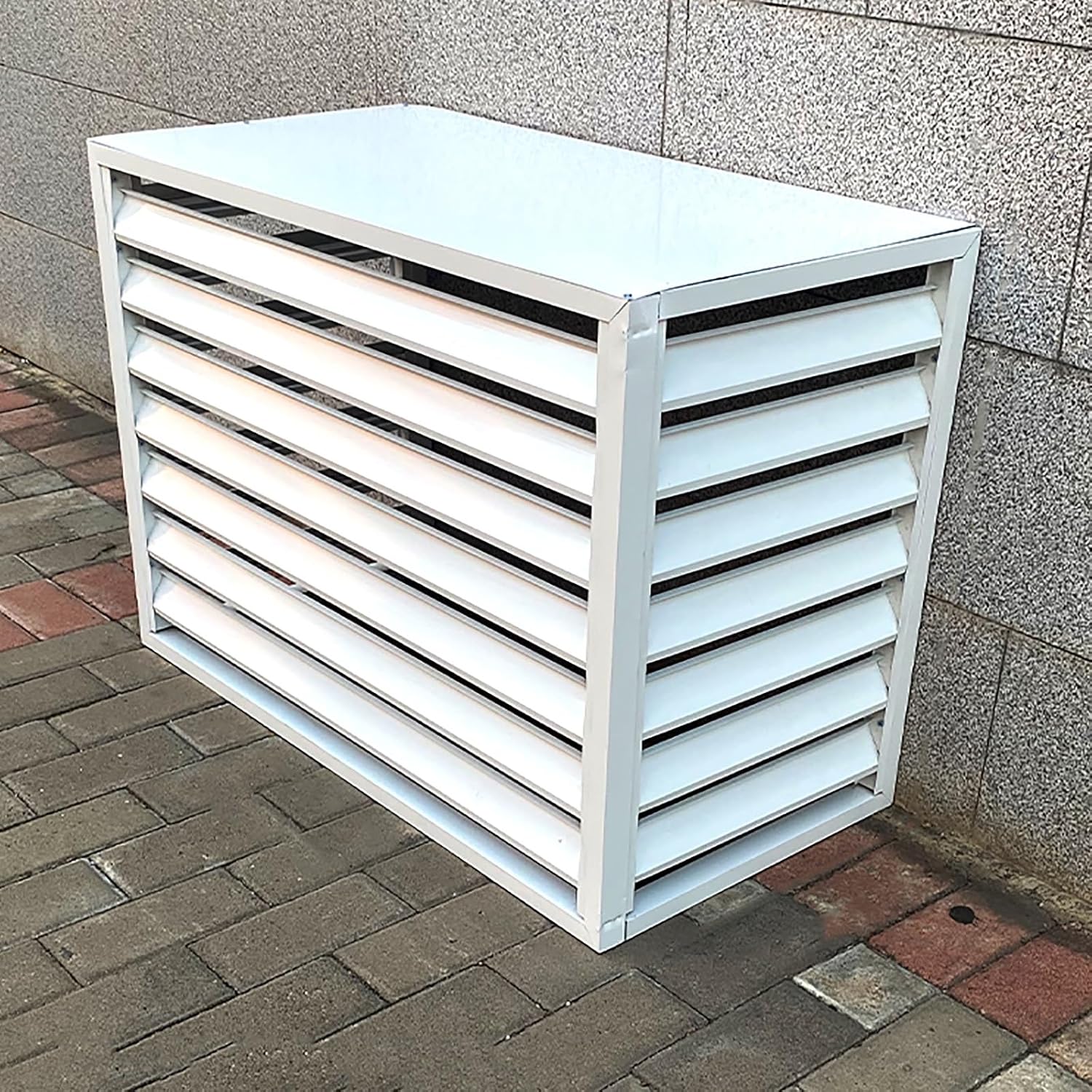 GENERIC Grille De Protection Pour Climatiseur, Cache-climatiseur De Fenêtre, Housses De Climatiseur Extérieures Pour Dissimuler Le Climatiseur Et Préserver L'intimité (Blanc 1,5p (4 Côtés))