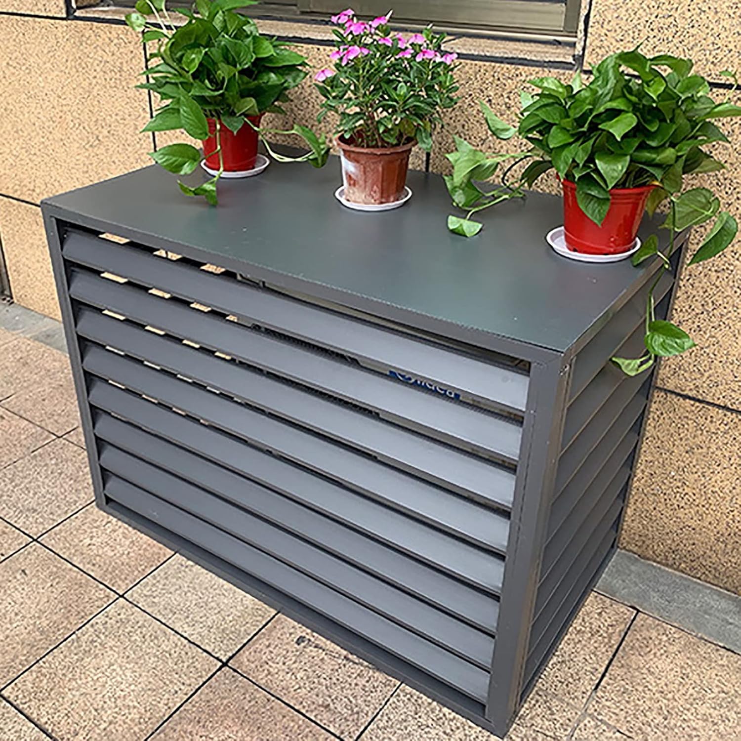 GENERIC Housse Pour Climatiseur Extérieur – Support De Plante En Aluminium Et Pour Unités De Climatisation Et Pompes à Chaleur – Boîtier Autoportant Pour Poubelle Ou Protection AC
