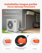  VEVOR Kit Liaison Frigorifique Tuyau En Cuivre Mini-split 9,5 Mm 15,9 Mm Diamètre Extérieur, 15,2 M Longueur, Bobine Isolée PE Blanc Épais 9,5 Mm Avec Écrous, Raccords, Pour Mini Climatiseurs Split