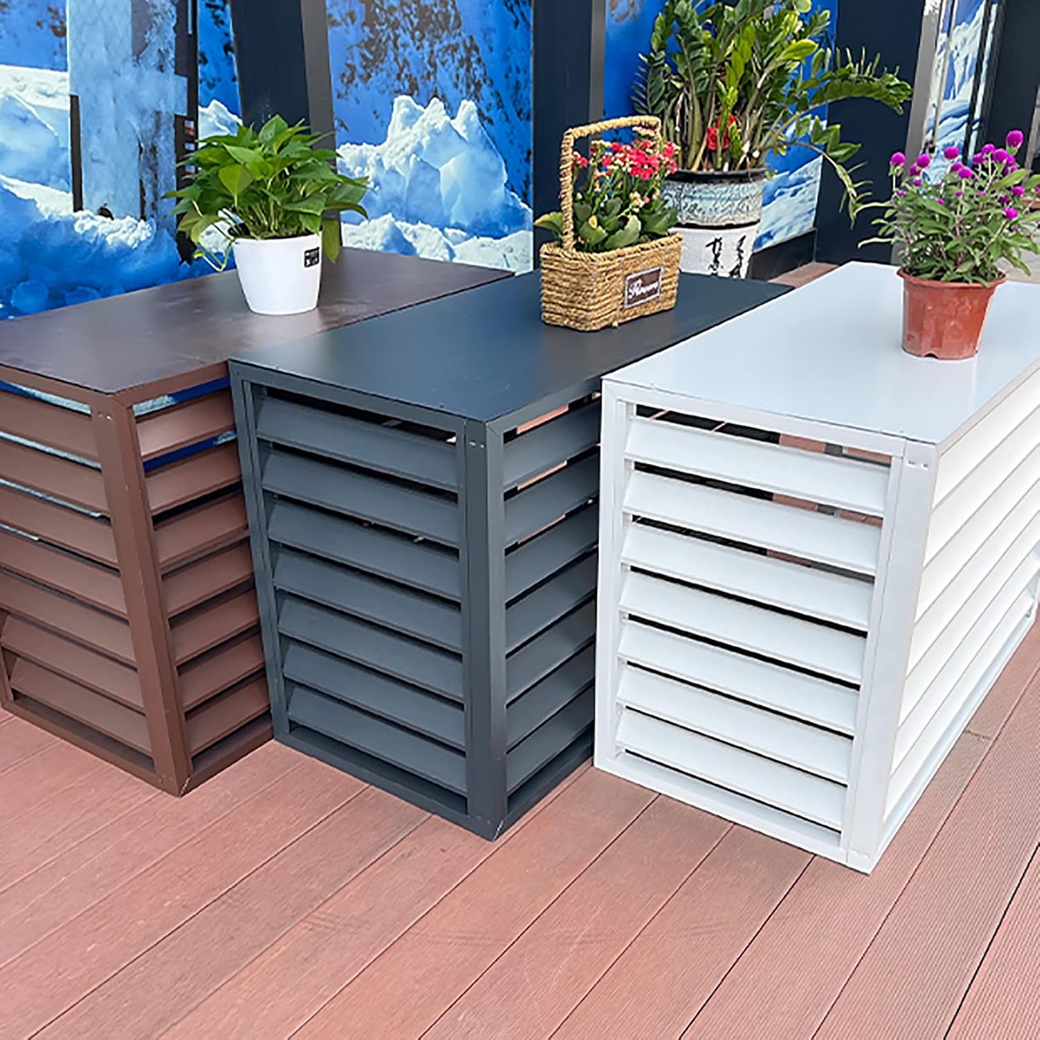 Housse De Protection Pour Climatiseur Extérieur – Protection Anti-vol Toutes Saisons Pour Climatisation – Protection Décorative Pour Unités Extérieures – Bouclier AC Résistant Aux Intempéries