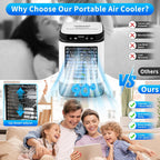 GENERIC Mini Climatiseur Portable, Refroidisseur D'air Personnel Avec Vitesses, Modes Brume, Réservoir D'eau, Boîte à Glace, Petit Climatiseur Rechargeable Pour Chambre, Bureau Et Voyage
