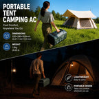  Climatiseur Portable 4500/5100 Btu, Silencieux, Avec Télécommande, 10㎡ /108 Sq.ft,pour Tente, Camping-Car, Fourgon Aménagé, Intérieur Et Extérieur. Faible Consommation 220VAC
